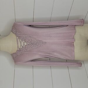 American Eagle Outfitters xs soft & sexy lavender bohemian tie up tee